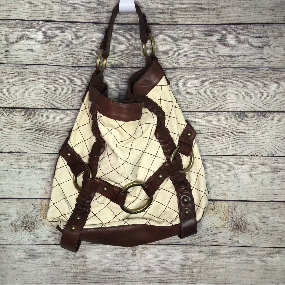 Isabella Fiore Canvas and leather Hobo Bag